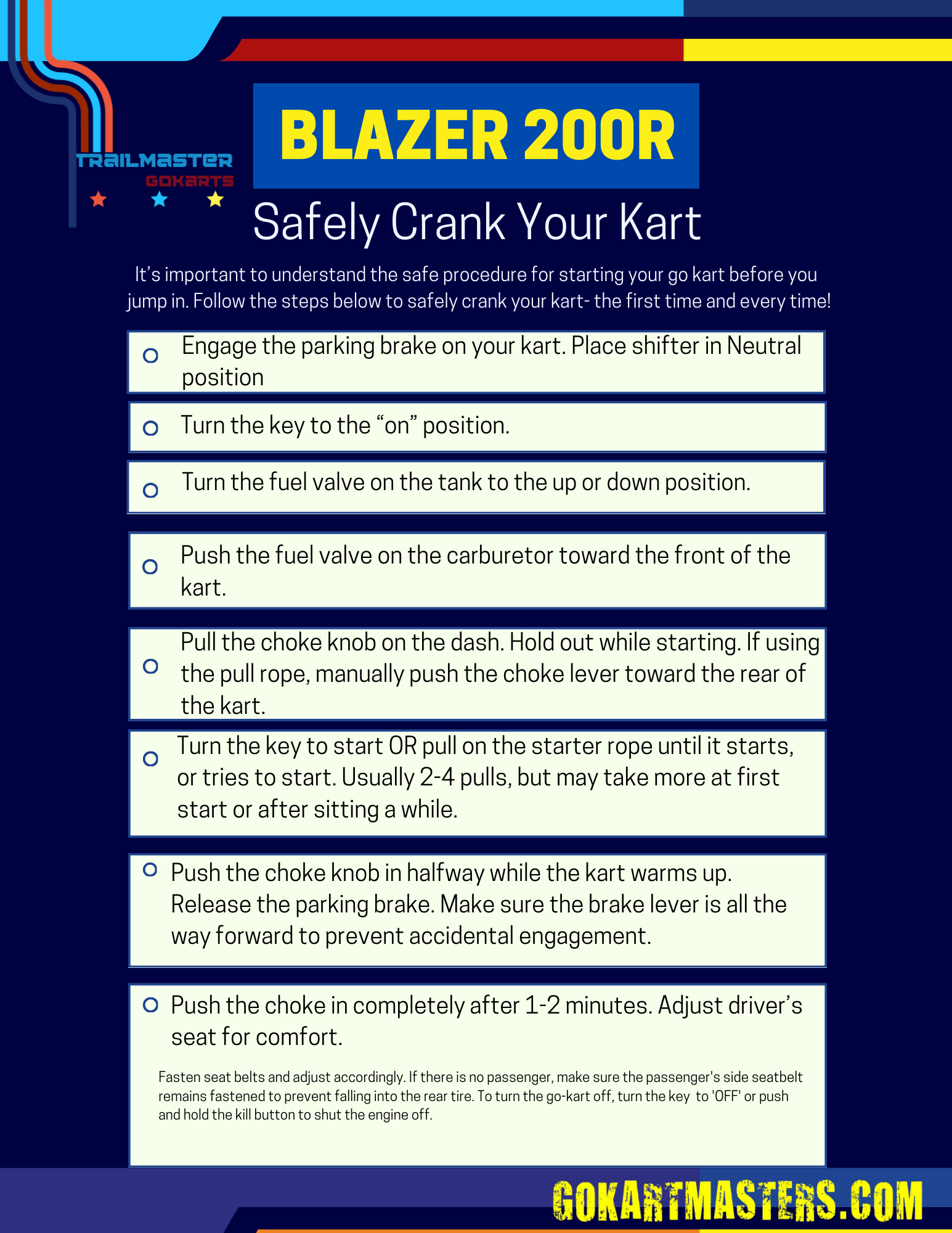 First steps for cranking your trailmaster go kart